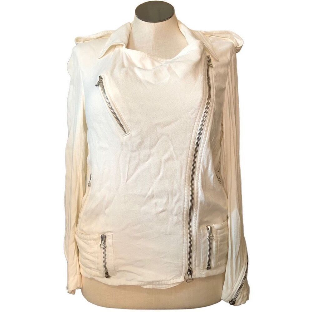 3.1 Phillip Lim Womens Jacket 6 Cream Viscose Motorcycle Fairy Goth Long Sleeve